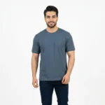 تیشرت بیسیک مردانه پنبه خالص یقه گرد رنگ آبی نفتی کد 11856 - بلو قسط | خرید اقساطی و آنلاین