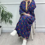 پیراهن ساحلی زنانه ترکمنستان طلاکوب گل ریز فری سایز تا 54 جنس نخی چهارفصل شیک - بلو قسط | خرید اقساطی و آنلاین