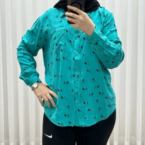 شومیز وارداتی نخی مدل Bird کد 1364 فری سایز تا 50 تنخور شیک چهارفصل زنانه و دخترانه - بلو قسط | خرید اقساطی و آنلاین