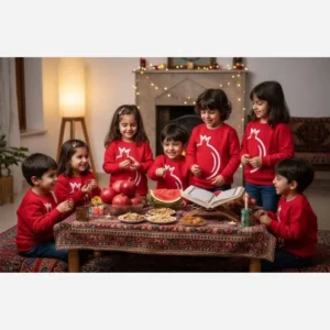 بلوز یلدایی طرح انار دخترانه و پسرانه جنس دورس سایز 2 تا 9 سال - بلو قسط | خرید اقساطی و آنلاین
