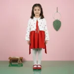 ست کت و سارافون دخترانه طرح قلبی قرمز جنس مازراتی - بلو قسط | خرید اقساطی و آنلاین