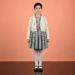 ست کت چرم مصنوعی و سارافون کتان دخترانه رنگ کرم - بلو قسط | خرید اقساطی و آنلاین