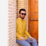 پیراهن مردانه الیاف طبیعی 100 درصد پنبه مدل تمام دکمه مچ دار رنگ خردلی - بلو قسط | خرید اقساطی و آنلاین