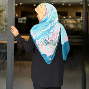 روسری نخ کاستوم طرح مرجان سایز 140 آبی صورتی - بلو قسط | خرید اقساطی و آنلاین