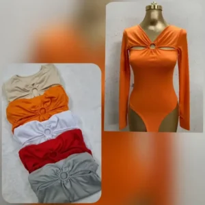 بادی دخترانه دو چشم حلقه جنس فانریپ رنگ نارنجی سفید طوسی کرم