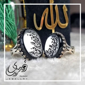 ست انگشتر مردانه آلیاژ نقره روس با سنگ عقیق مشکی خطی - بلو قسط | خرید اقساطی و آنلاین