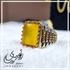 انگشتر نقره مردانه طرح کیارش با نگین شرف الشمس - بلو قسط | خرید اقساطی و آنلاین