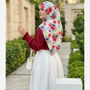 روسری مجلسی طرح گلناز قواره بزرگ 140 سانتیمتر نخ کاستوم سیتو - بلو قسط | خرید اقساطی و آنلاین