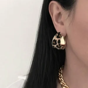 گوشواره زنانه استیل رنگ ثابت مدل پلنگی طلایی - بلو قسط | خرید اقساطی و آنلاین