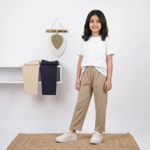 شلوار راحتی دخترانه نیم بگ 6 تا 11 سال با پارچه لنین اسپان و کمر کشی - بلو قسط | خرید اقساطی و آنلاین