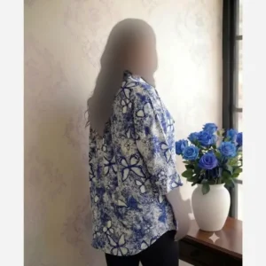 شومیز نخی تک جیب قواره بزرگ زنانه فری سایز تا 50 - بلو قسط | خرید اقساطی و آنلاین