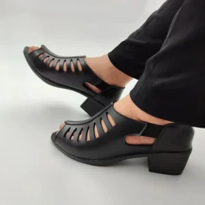 صندل طبی زنانه چرم پاشنه دار مدل حصیری پاشنه 5 سانتی - بلو قسط | خرید اقساطی و آنلاین