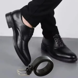 ست کفش مردانه مدل رویال و کمربند چرم صنعتی مشکی - بلو قسط | خرید اقساطی و آنلاین