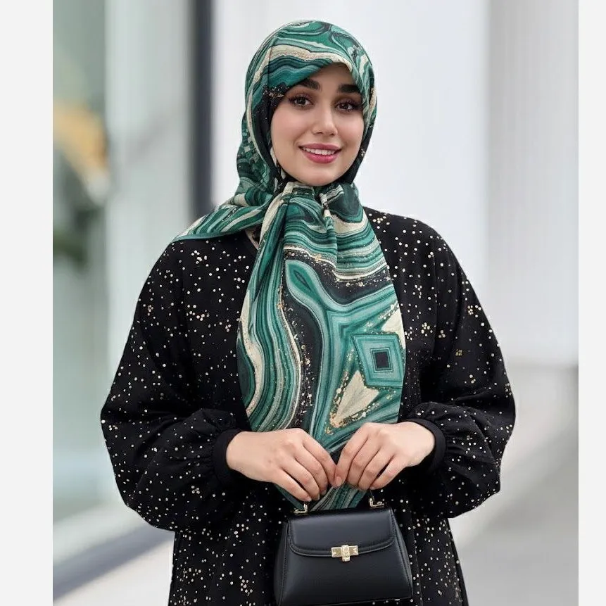 روسری نخی کاستوم طرح رزین قواره 110 و 115 سانتی متر