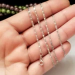 گردنبند زنجیر نقره خارجی عیار 925 روکش طلا سفید 50 سانتیمتر طرح پولکی - بلو قسط | خرید اقساطی و آنلاین