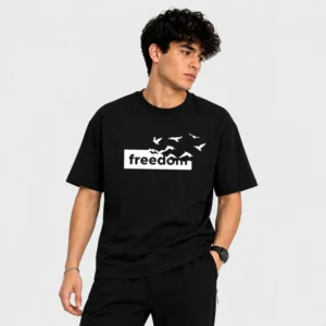 تی شرت مردانه پنبه ای طرح حروف مدل کلاسیک regular fit مشکی - بلو قسط | خرید اقساطی و آنلاین