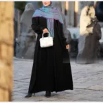 مانتو عبایی عربی مدل مهدا جنس کرپ سوپر الیزه با دامن نیم کلوش - بلو قسط | خرید اقساطی و آنلاین