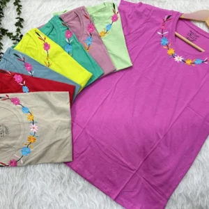 تیشرت نخ پنبه گلدوزی سایز S، M، L، XL و XXL مناسب خانمها و دختران - بلو قسط | خرید اقساطی و آنلاین