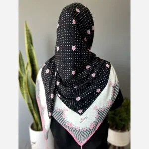 روسری سوپر نخ قواره 140 طرح گلدار رنگ مشکی و سرمهای - بلو قسط | خرید اقساطی و آنلاین