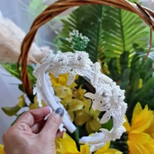تل گیپور مجلسی مشکی گل سه بعدی برجسته زنانه
