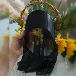 مینی اسکارف نقابدار تور دیپلمات مشکی سرمه ای قهوه ای دور گیپور دوزی شده خنک تابستانی - بلو قسط | خرید اقساطی و آنلاین