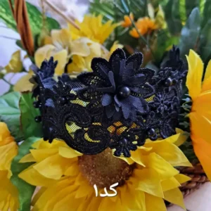 تل گیپور مجلسی طرح گل وارداتی درجه یک مشکی سرمه ای صورتی روشن