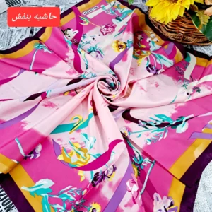مینی اسکارف ابریشم طرح گل و روبان ابعاد 76 در 76 رنگبندی - بلو قسط | خرید اقساطی و آنلاین