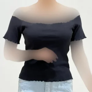 کراپ یقه قایقی کبریتی زنانه کد1409 قد42 سانت - بلو قسط | خرید اقساطی و آنلاین
